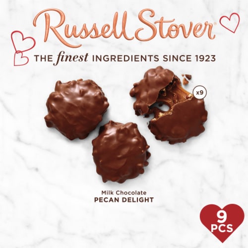 RUSSELL STOVER Valentine's Day Milk Chocolate Pecan Delights Gift Box Perspective: top