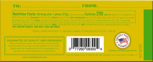 RUSSELL STOVER Easter Bunny Money Solid Milk Chocolate Candy Bar Perspective: top