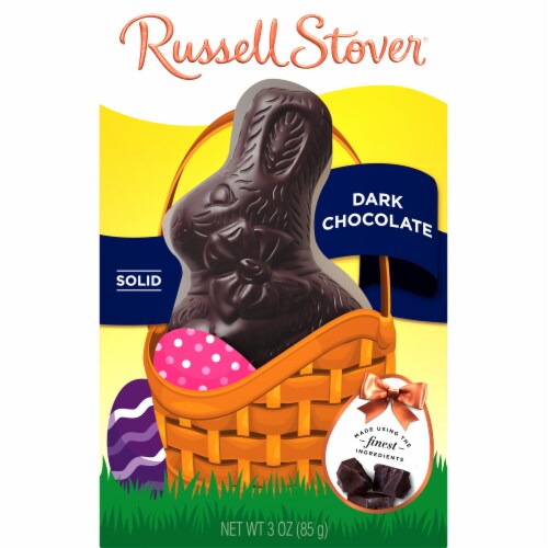RUSSELL STOVER Easter Bunny Solid Dark Chocolate Candy Rabbit Perspective: top
