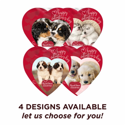 Russell Stover Assorted Chocolates Puppies Heart Valentine Candy Gift Box Perspective: top