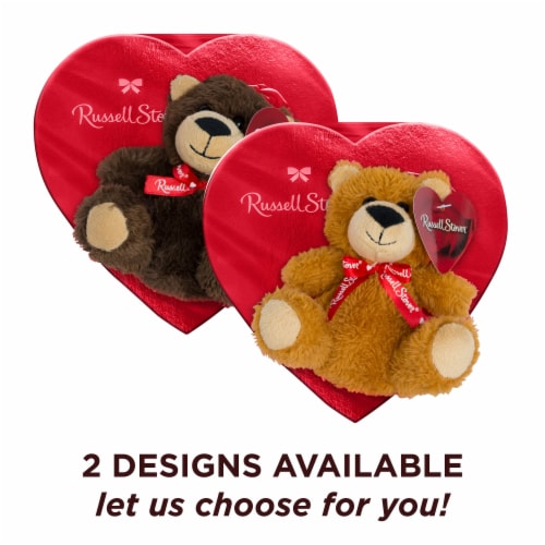 Valentine's Day Plush Bear with Red Foil Heart Assorted Milk & Dark Chocolate Candy Gift Box Perspective: top