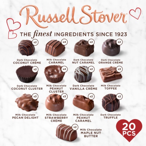 RUSSELL STOVER Valentine's Day WOW Assorted Milk & Dark Chocolate Gift Box Perspective: top