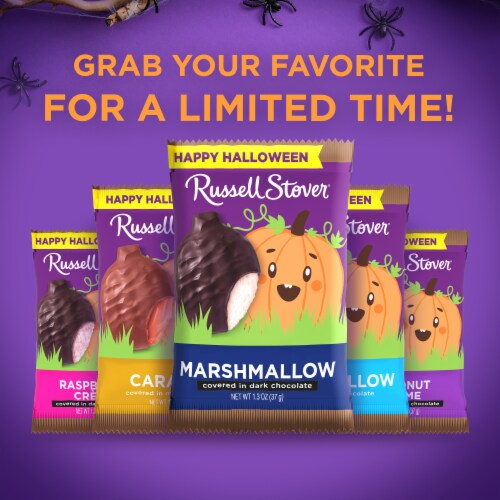 RUSSELL STOVER Halloween Dark Chocolate Marshmallow Candy Pumpkin Perspective: top