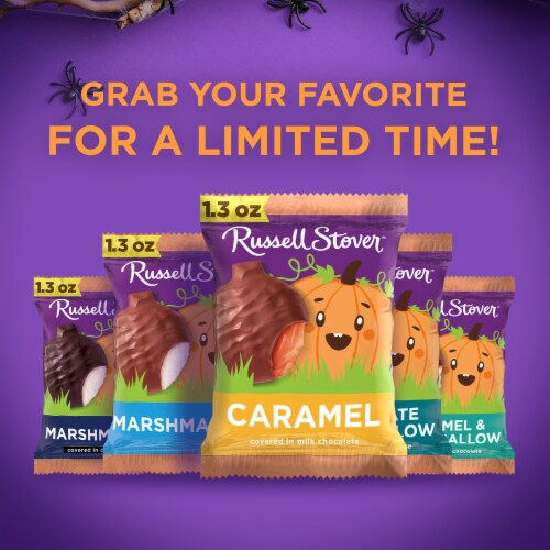 RUSSELL STOVER Halloween Milk Chocolate Caramel Candy Pumpkin, 1.3 oz Perspective: top