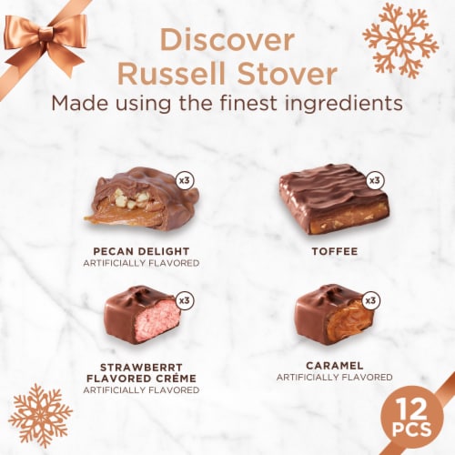 RUSSELL STOVER Christmas Sugar Free Assorted Chocolate Candy Gift Box Perspective: top