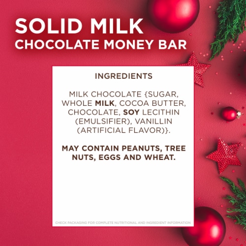 RUSSELL STOVER Christmas Reindeer Solid Milk Chocolate Candy Money Bar Perspective: top