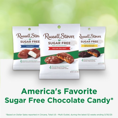 RUSSELL STOVER Sugar Free Pecan Delight Chocolate Candy, 2.4 oz bag Perspective: top