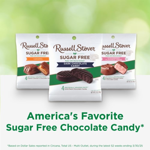 RUSSELL STOVER Sugar Free Dark Chocolate Medallions Candy, 2 oz bag Perspective: top