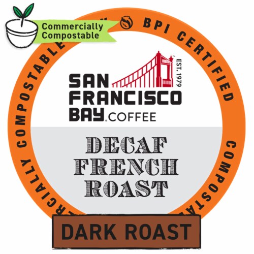 San Francisco Bay Decaf French Roast K-cup Compatible Compostable Coffee Pods Perspective: top