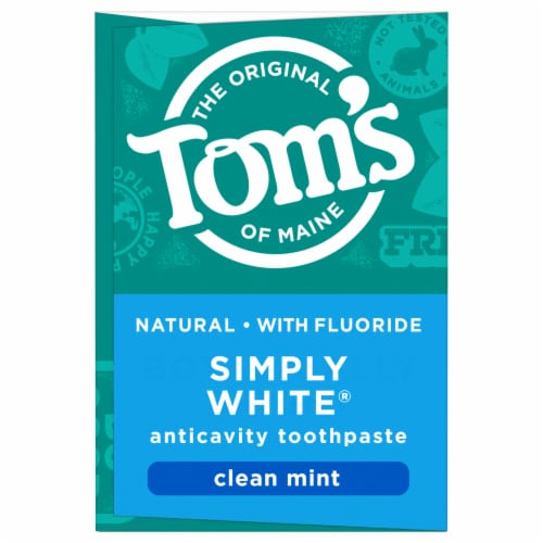 Tom's of Maine Natural Simply White Fluoride Toothpaste Clean Mint Perspective: top