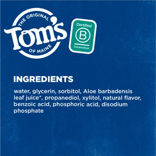 Tom's of Maine Whole Care Natural Fluoride Mouthwash Fresh Mint Perspective: top