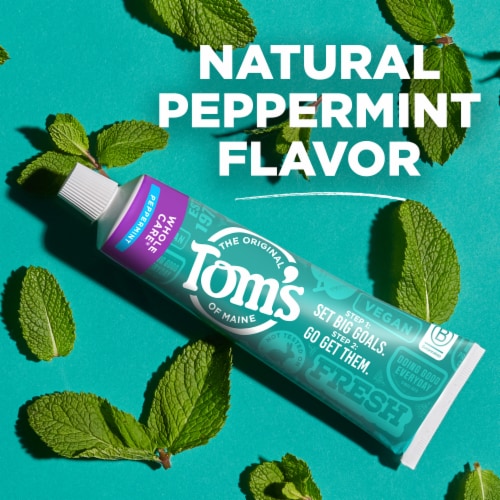 Tom's of Maine Whole Care Natural Toothpaste with Fluoride Peppermint Perspective: top