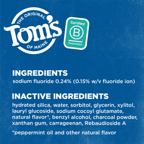 Tom's of Maine Activated Charcoal Whitening Natural Toothpaste With Fluoride Peppermint Perspective: top
