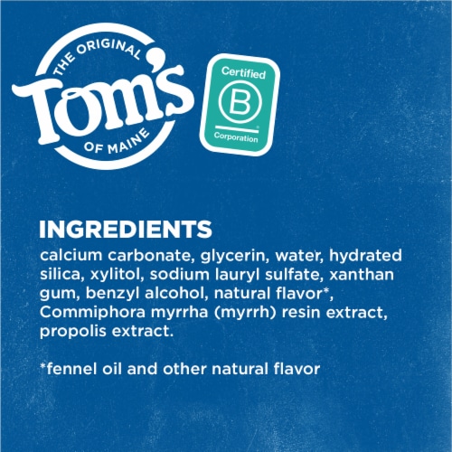 Tom's of Maine Fluoride-Free Propolis & Myrrh Natural Toothpaste Fennel Perspective: top