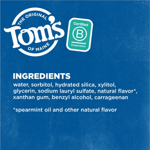 Tom's of Maine Fluoride-Free Antiplaque & Whitening Natural Toothpaste Spearmint Gel Perspective: top