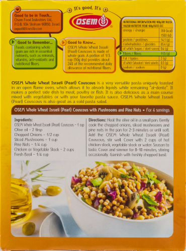 Osem Israeli Pearl Whole Wheat Couscous Perspective: top