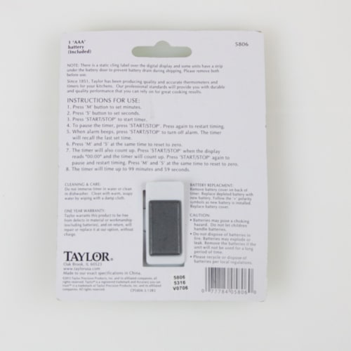 Taylor® Multi Purpose Timer Perspective: top