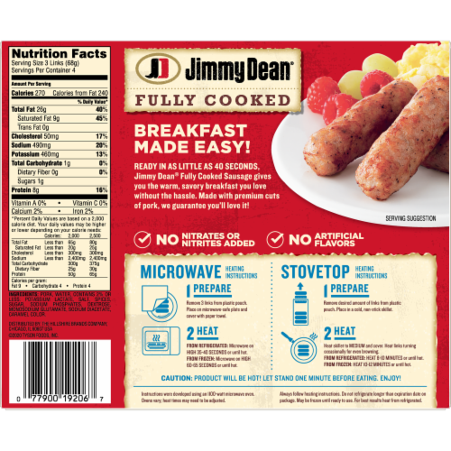 Jimmy Dean® Fully Cooked Original Pork Breakfast Sausage Links Perspective: top