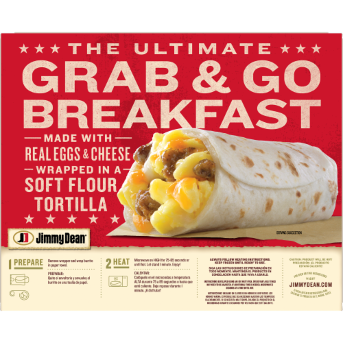 Jimmy Dean® Sausage Egg & Cheese Frozen Breakfast Burritos Perspective: top