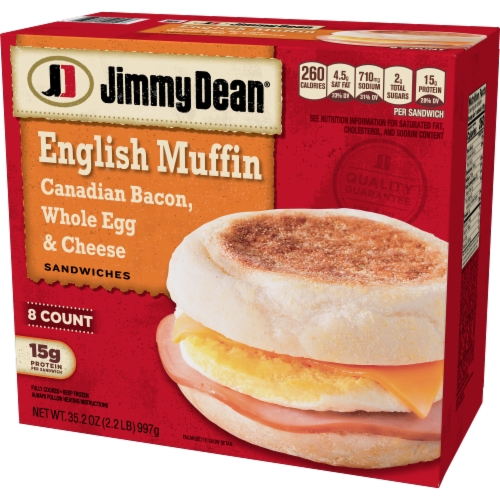 Jimmy Dean® Frozen Canadian Bacon Whole Cracked Egg & Cheese English Muffin Sandwiches Perspective: top