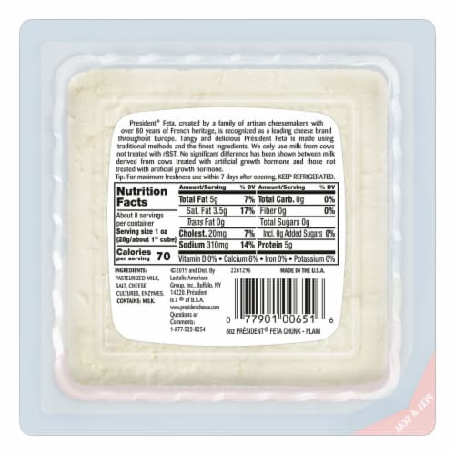 President Feta Cheese Chunk 8 oz Perspective: top