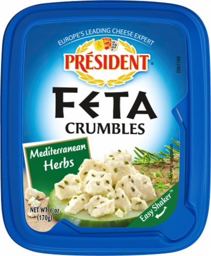 President Crumbled Feta with Mediterranean Herb Cheese Perspective: top