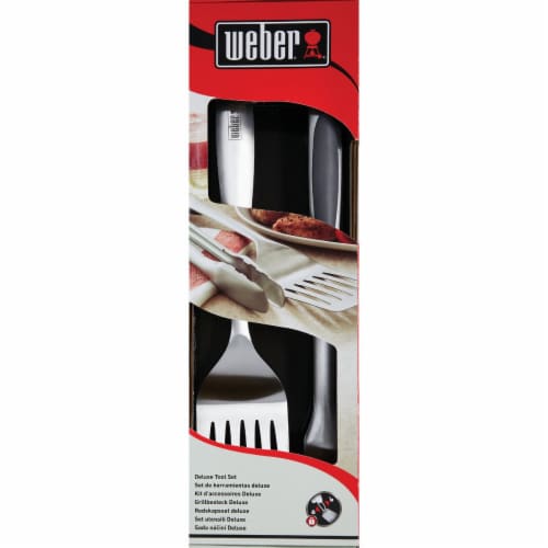 Weber Soft Rubber Grip Stainless Steel 2-Piece Barbeque Tool Set 6707 Perspective: top