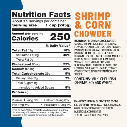 Blount Clam Shack Shrimp & Roasted Corn Chowder Perspective: top