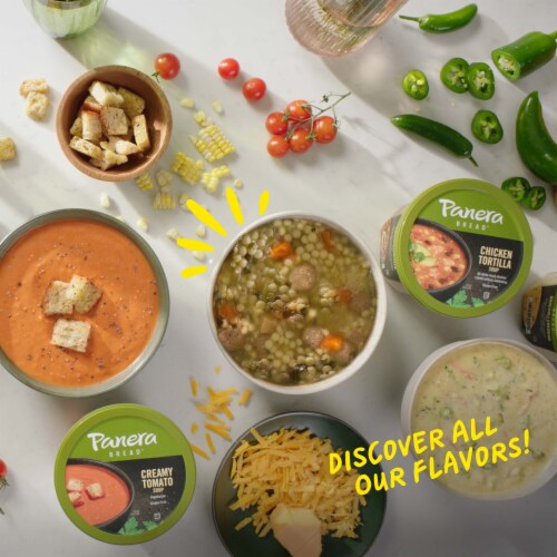 Panera Bread Ready-to-Heat Italian Style Wedding with Chicken Meatballs Soup Cup Perspective: top