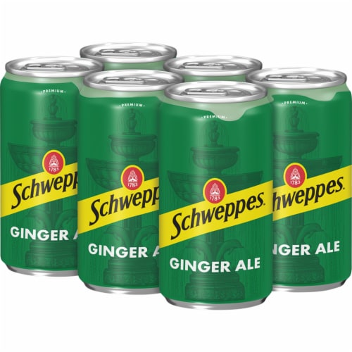 Schweppes Ginger Ale Caffeine Free Soda Cans Perspective: top