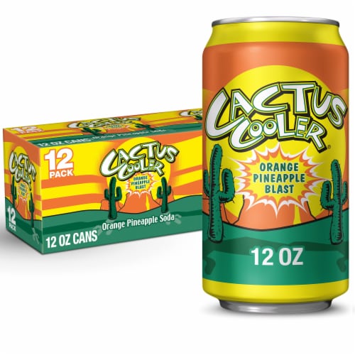 Cactus Cooler Orange Pineapple Blast Soda Cans Perspective: top