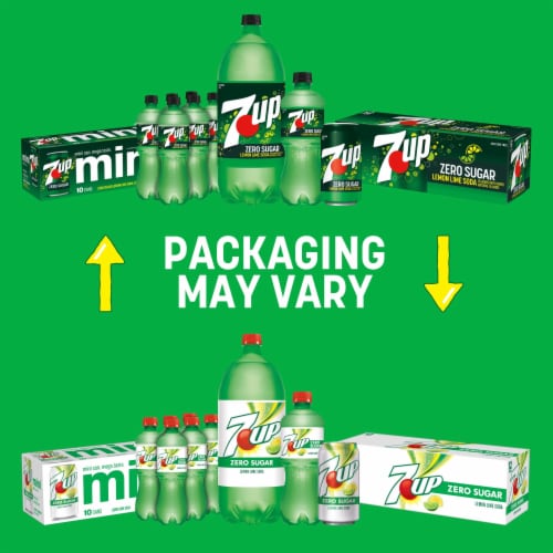 7UP Zero Sugar Lemon Lime Caffeine-Free Soda Bottles Perspective: top