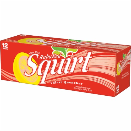 Squirt Ruby Red Naturally Flavored Citrus and Berry Soda Cans Perspective: top