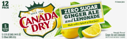 Canada Dry Zero Sugar Ginger Ale and Lemonade Soda Cans Perspective: top