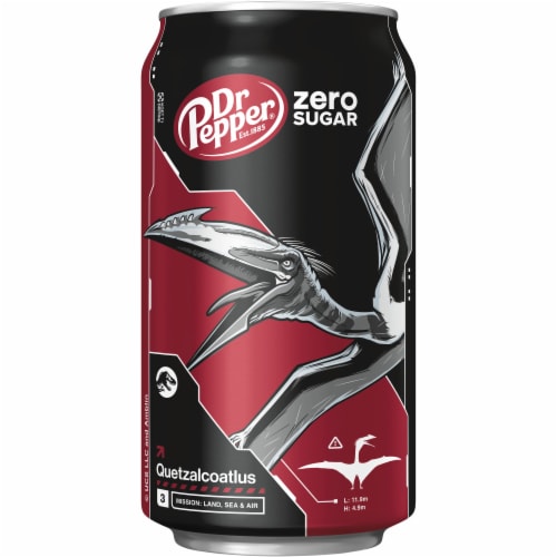 Dr Pepper Zero Sugar Jurassic World Rebirth Limited Edition Soda Cans Perspective: top