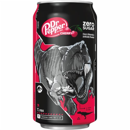 Dr Pepper Cherry Zero Sugar Jurassic World Rebirth Limited Edition Soda Cans Perspective: top