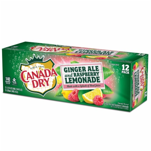 Canada Dry® Ginger Ale and Raspberry Lemonade Soda Cans Perspective: top