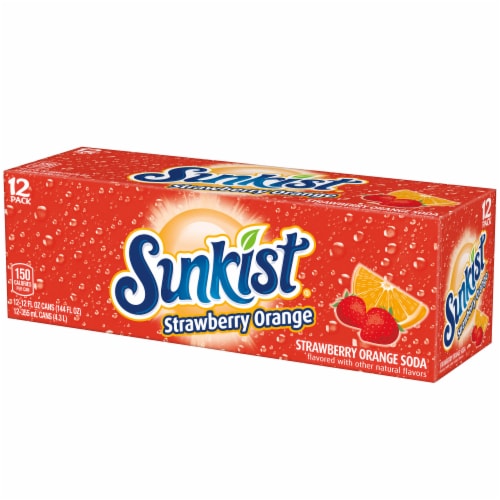 Sunkist Strawberry Orange Soda Cans Perspective: top