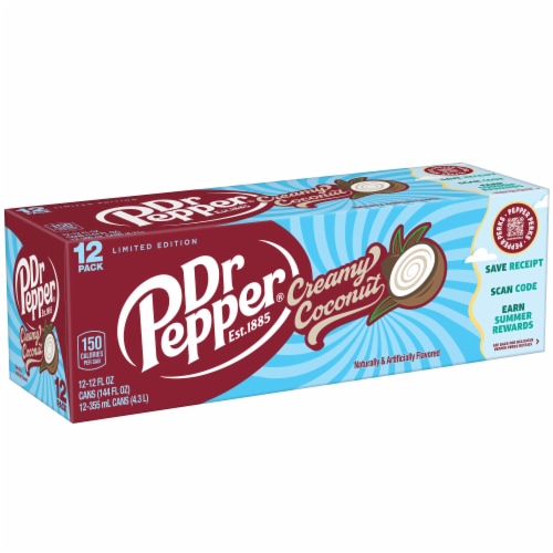 Dr Pepper Creamy Coconut Soda Cans Perspective: top