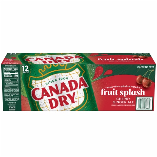 Canada Dry Fruit Splash Cherry Ginger Ale Soda Cans Perspective: top