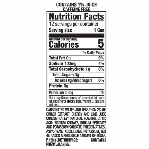 Canada Dry Fruit Splash Cherry Ginger Ale Zero Sugar Soda Cans Perspective: top