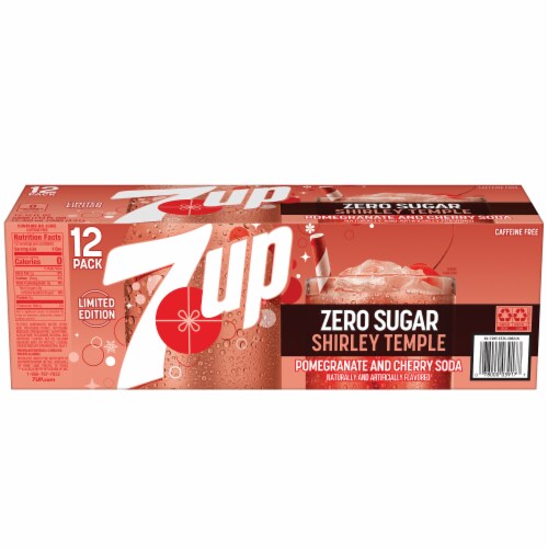 7UP Shirley Temple Zero Sugar Soda Cans Perspective: top
