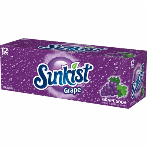 Sunkist Grape Soda Cans Perspective: top