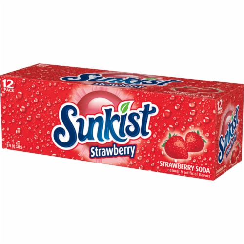 Sunkist Strawberry Soda Cans Perspective: top