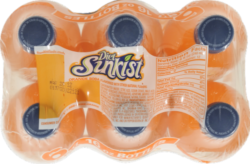 Sunkist Diet Orange Soda Bottles Perspective: top