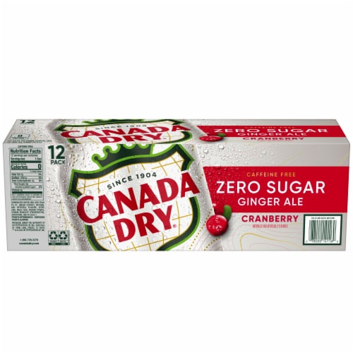 Canada Dry Zero Sugar Cranberry Ginger Ale Soda Cans Perspective: top