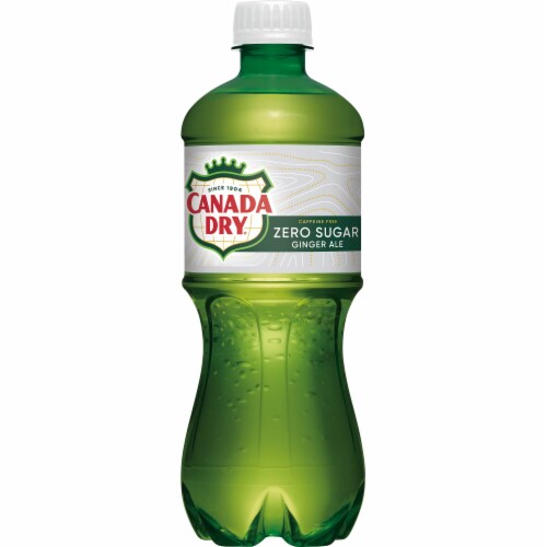 Canada Dry Ginger Ale Zero Sugar Caffiene Free Soda Bottle Perspective: top