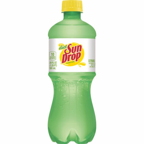 Diet Sun Drop Lemon Soda Bottle Perspective: top
