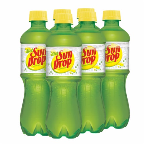 Sun Drop Diet Citrus Soda Bottles Perspective: top