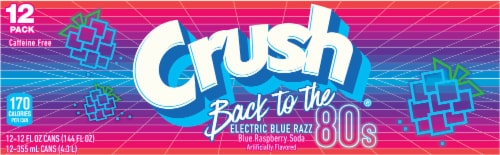 Crush® Back To The 80's Electric Blue Razz Soda Cans Perspective: top